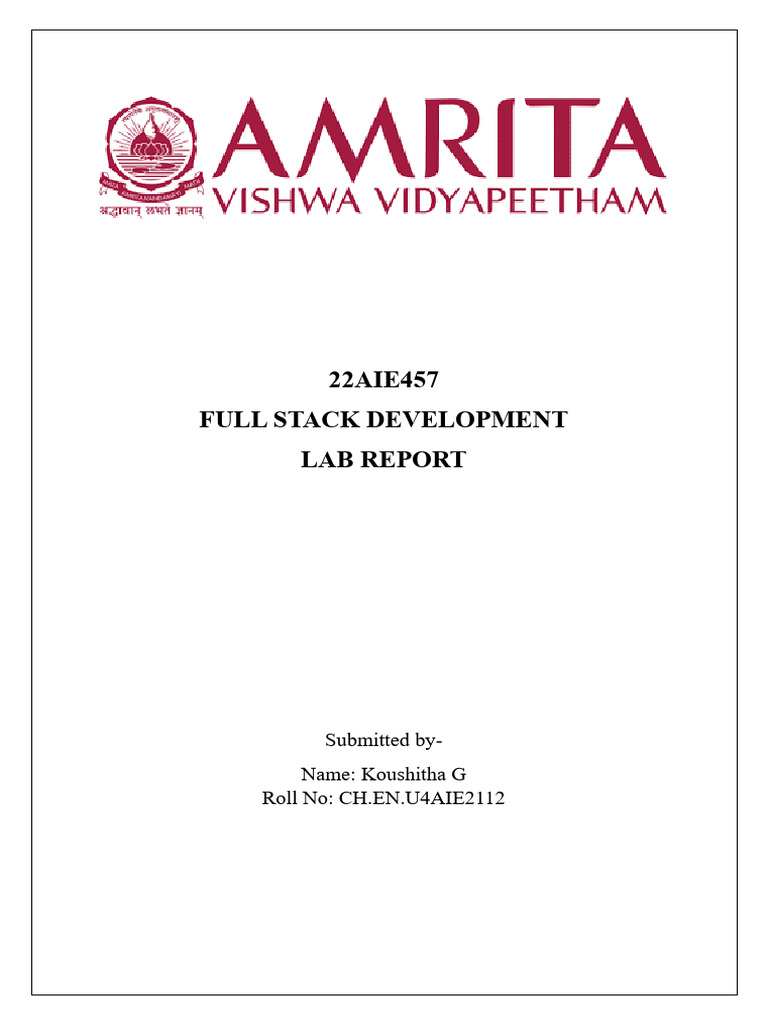 Full Stack Development Lab Report | PDF | Bootstrap (Front End ...