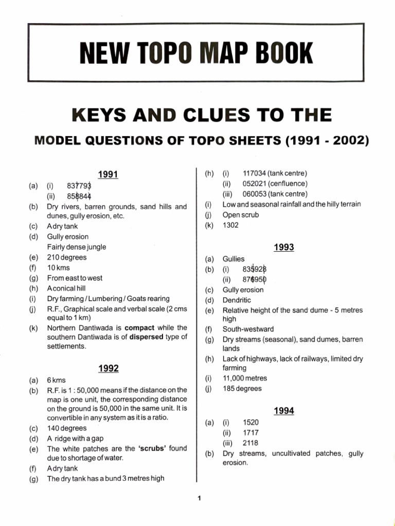 Topo Map Book Solutions for Classes 9/10 | PDF | Erosion | Dune
