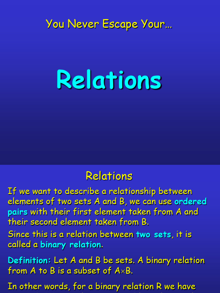 Understanding Binary Relations in Sets | PDF | Function (Mathematics ...