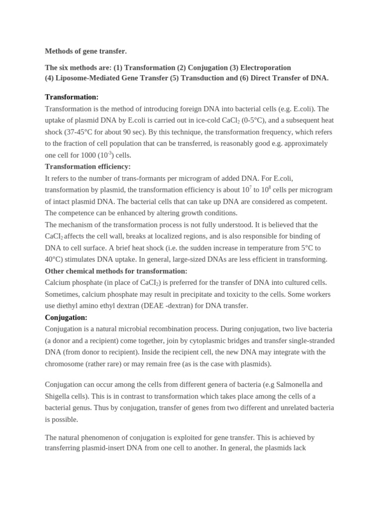 Gene Transfer Methods Overview | PDF | Transfection | Stem Cell