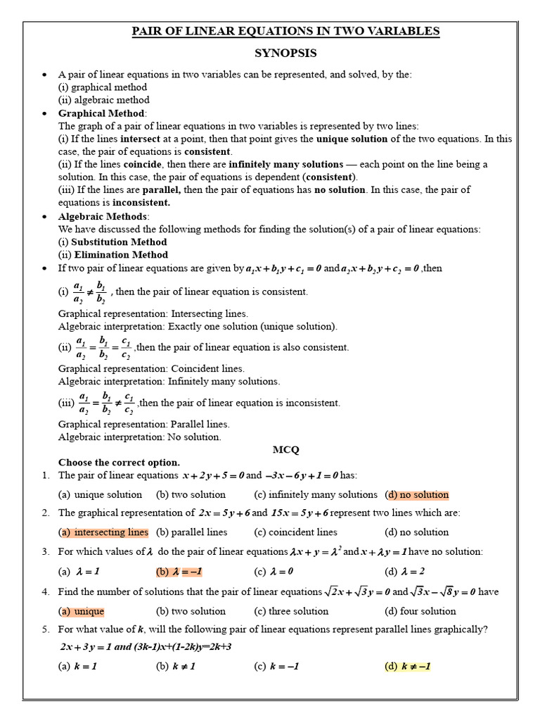 X - Practice Questions - Chap 3, 4 | PDF | Equations | Mathematics