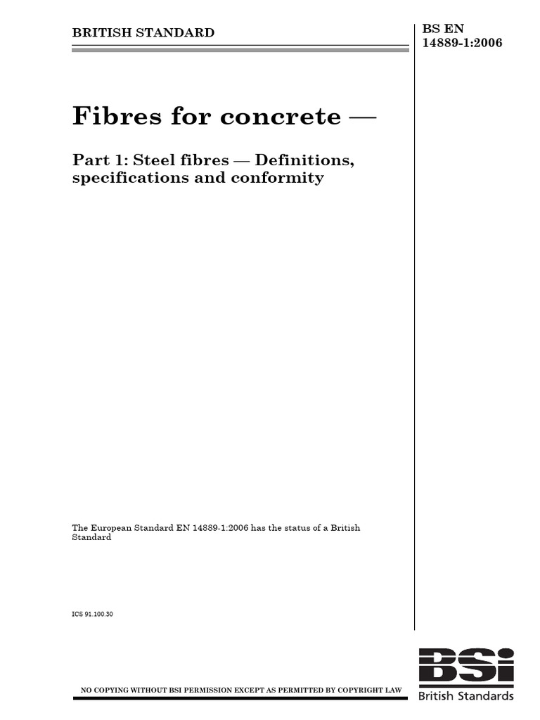 Steel Fibres for Concrete Standards | PDF | Fibers | Engineering Tolerance