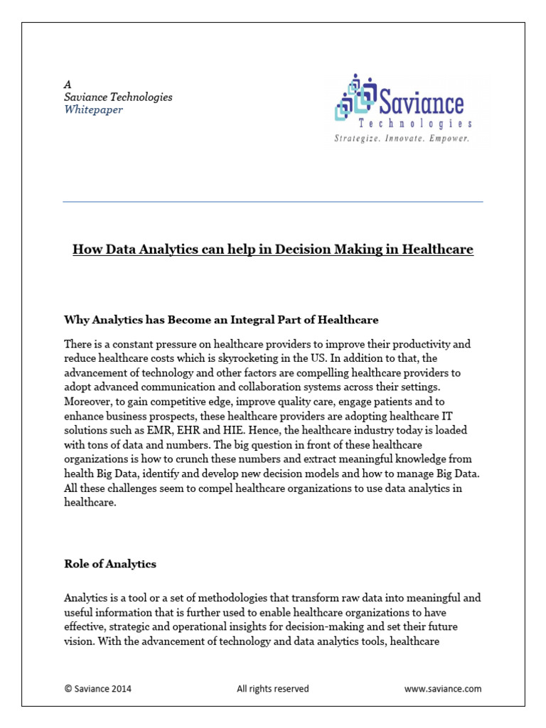 IT Based Decision Making in Health Care | PDF | Analytics | Electronic ...