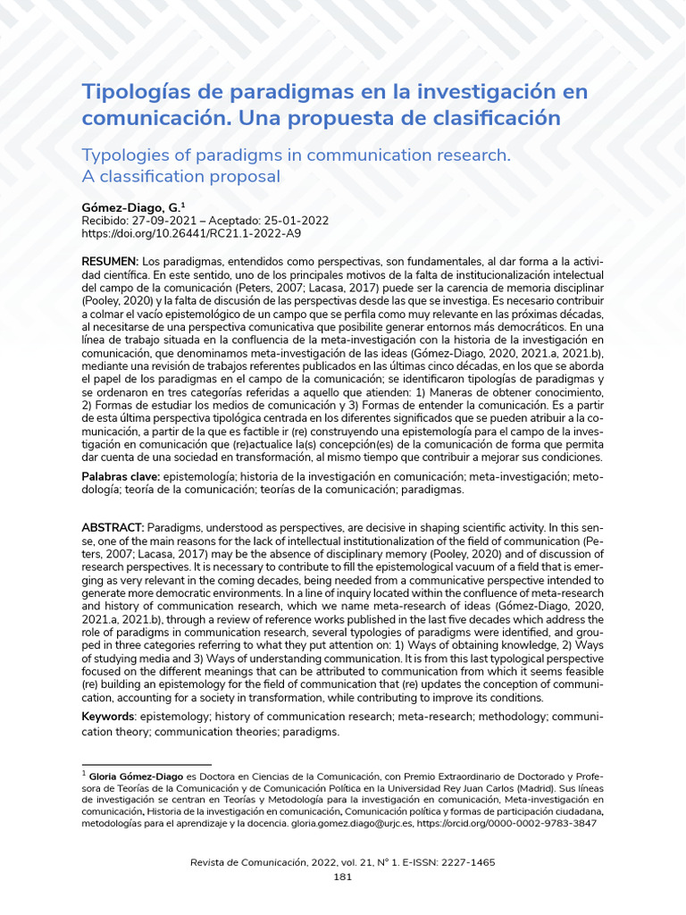 Clasificación de Paradigmas en Comunicación | PDF | Paradigma ...