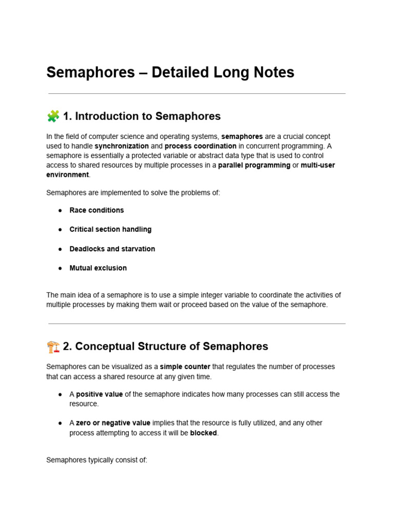 Understanding Semaphores in CS | PDF | Computer Architecture | Software ...