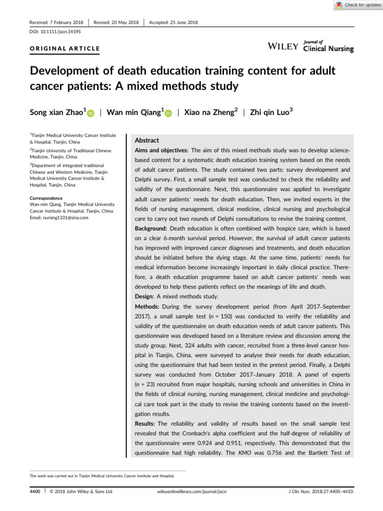 Death Education Training for Cancer Patients | PDF | Cancer | Psychology