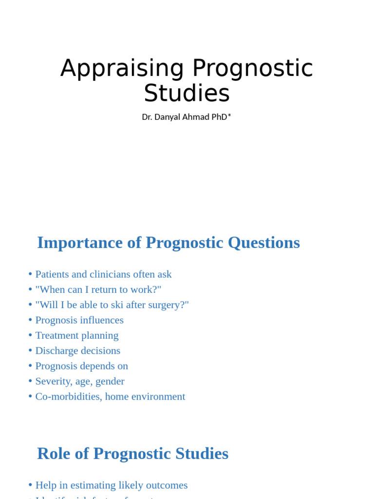 Appraising Prognostic Studies EBP | PDF
