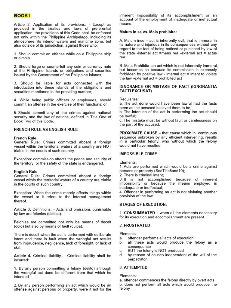 Philippine Criminal Law Overview | PDF | Crimes | Crime & Violence