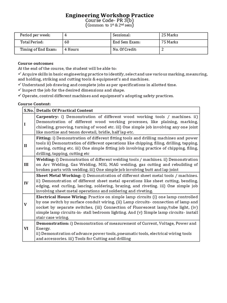 Engineering Workshop Practice Manual | PDF | Welding | Construction