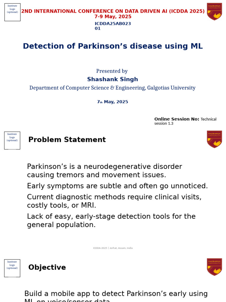 Early Parkinson's Detection via ML App | PDF | Parkinson's Disease ...