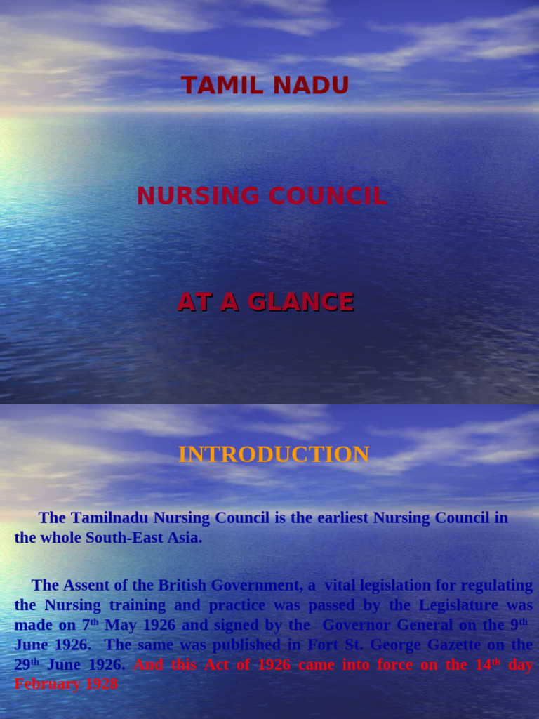 Tamil Nadu Nursing Council Overview | PDF | Nursing | Midwife
