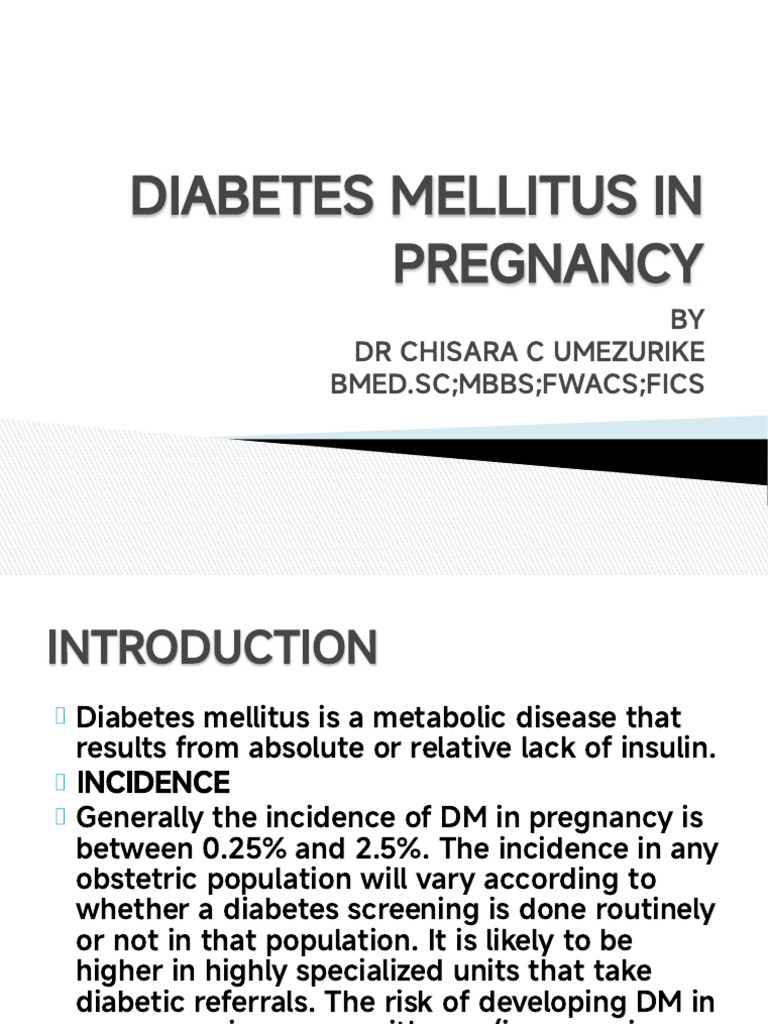 Diabetes Mellitus in Pregnancy Overview | PDF | Diabetes | Gestational ...