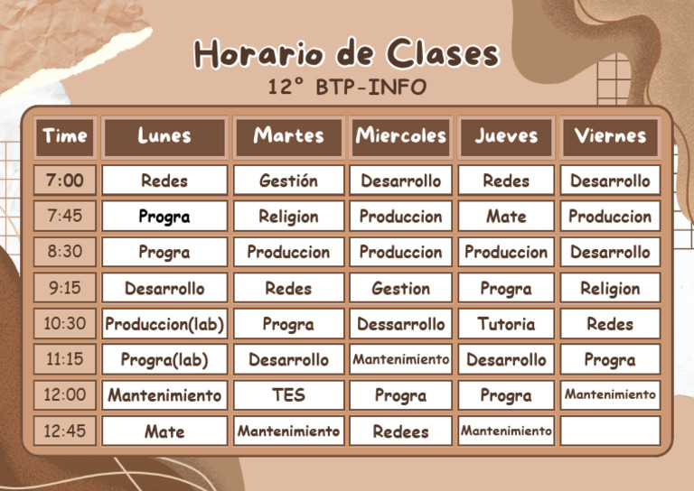 Brown Aesthetic Class Schedule A4 Document (1) (1) | PDF