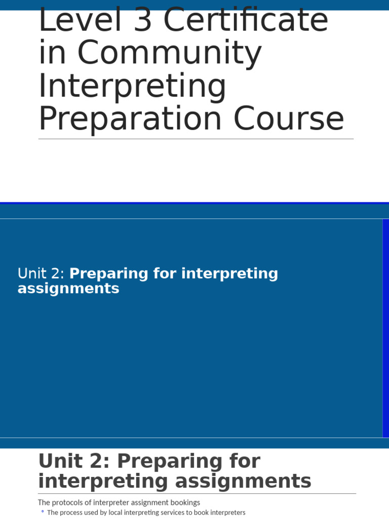 Community Interpreting Assignment Prep Guide | PDF | Language ...