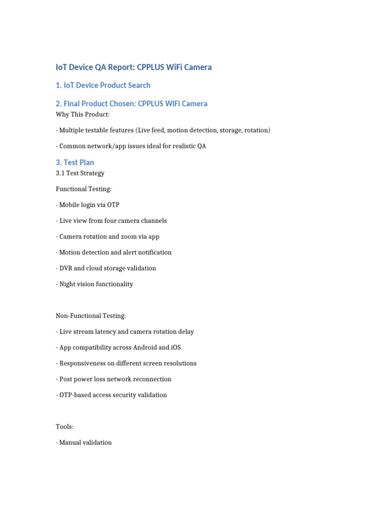 CPPLUS WiFi Camera QA Testing Report | PDF | Wi Fi | Mobile App