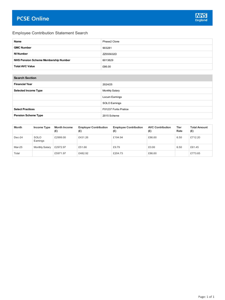 Employee Contribution Statement | PDF