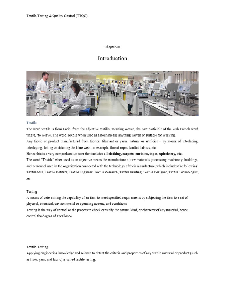 Textile Testing and Quality Control Guide | PDF | Textiles | Quality ...