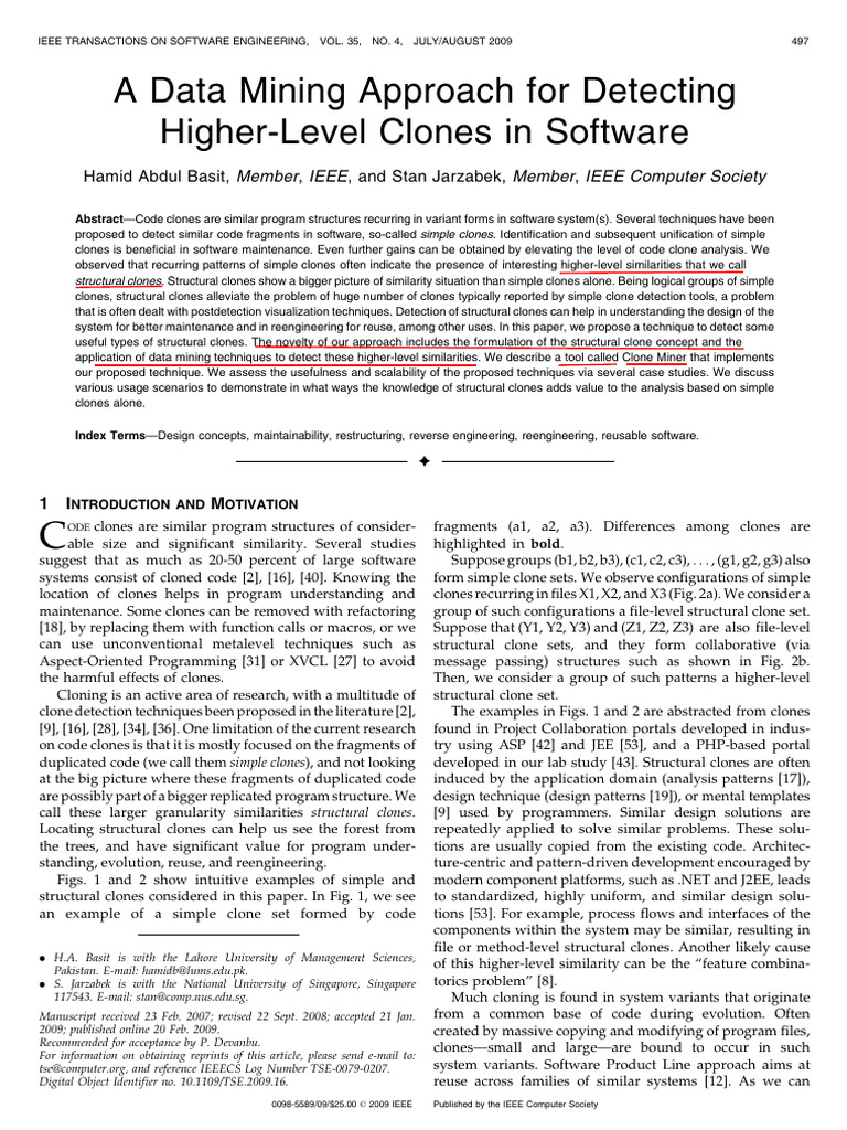 A Data Mining Approach For Detecting Higher-Level Clones in Software ...