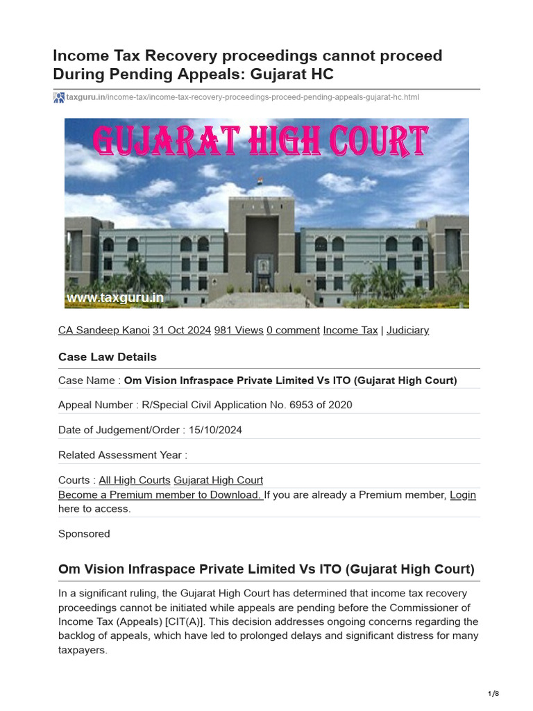 Gujarat HC Ruling on Tax Recovery Appeals | PDF | Appeal | Taxes