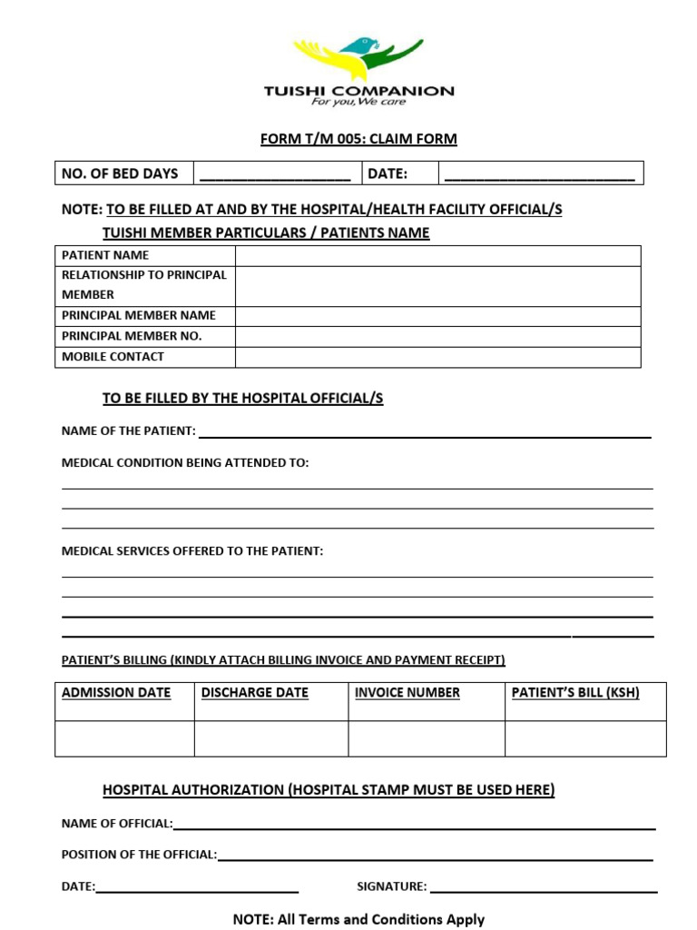 Claim Form for Hospital Services | PDF