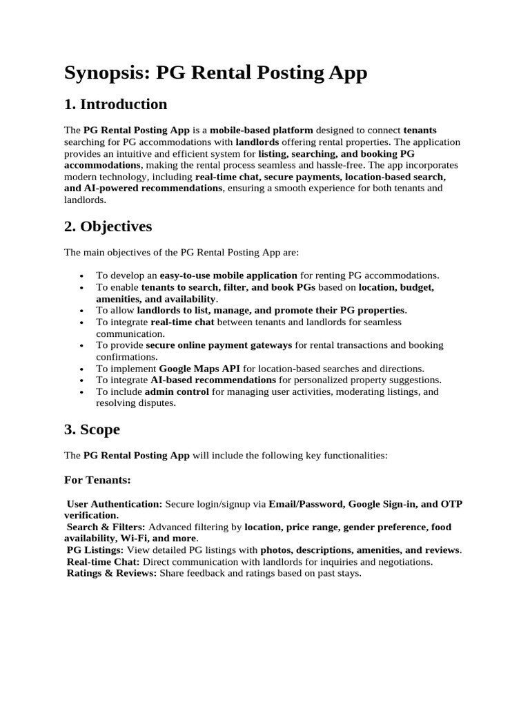 PG Rental Posting App Overview | PDF | Computing | Information Technology