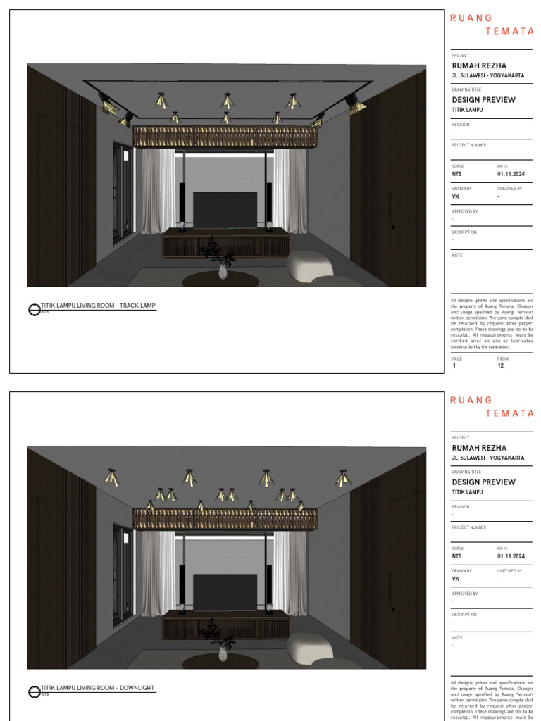 Rumah Rezha 20241101 Gambar Kerja Sipil Denah Titik Lampu Lantai | PDF