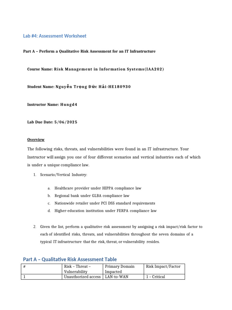 Qualitative IT Risk Assessment Overview | PDF | Security | Computer ...
