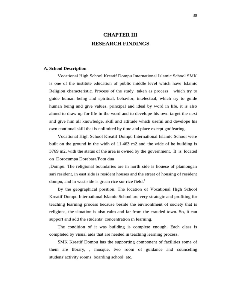 Chapter III Research Findings | PDF | Schools | Teachers