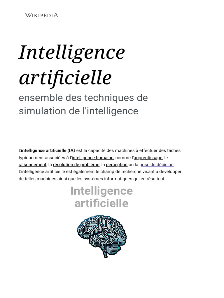 Définition et applications de l'IA | PDF | Intelligence artificielle ...
