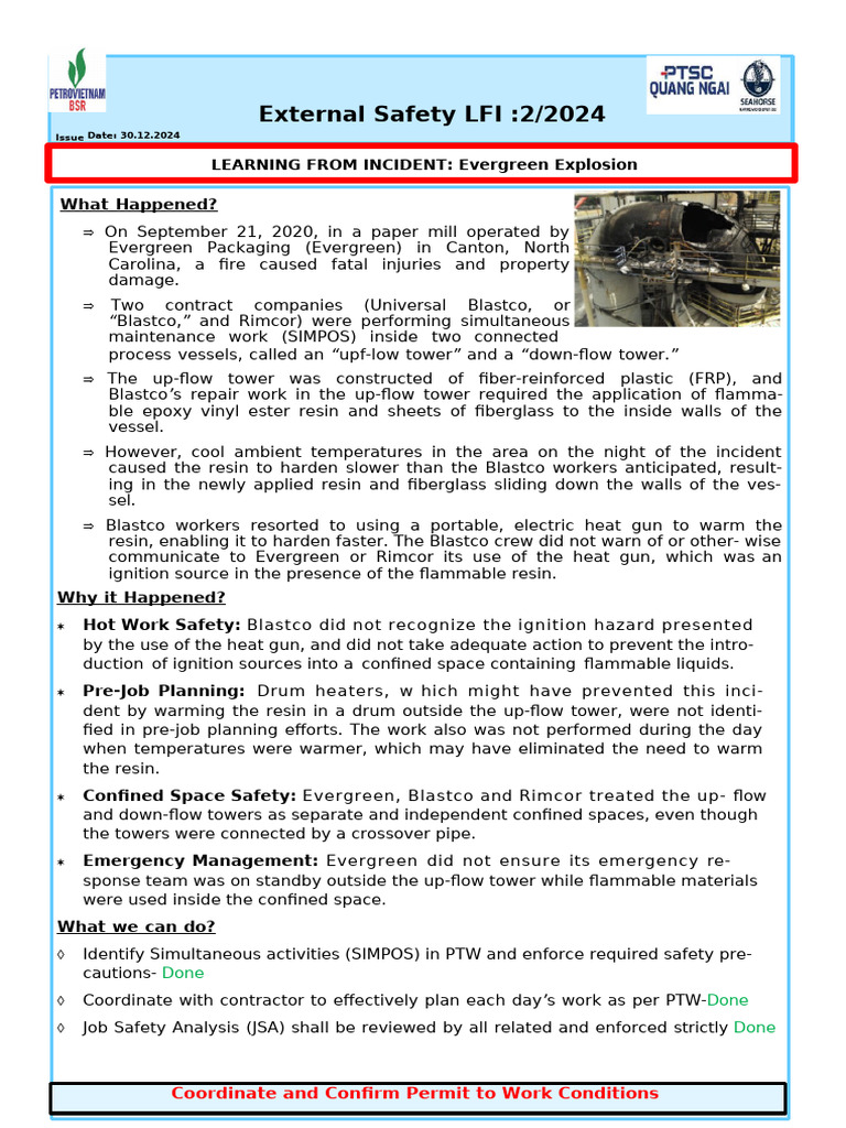 Evergreen Explosion Incident Analysis | PDF | Fiberglass | Safety