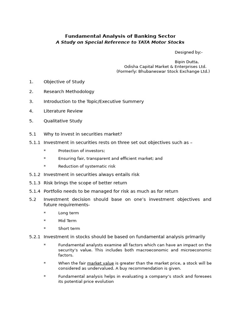 Banking Sector Fundamental Analysis | PDF | Investing | Banks