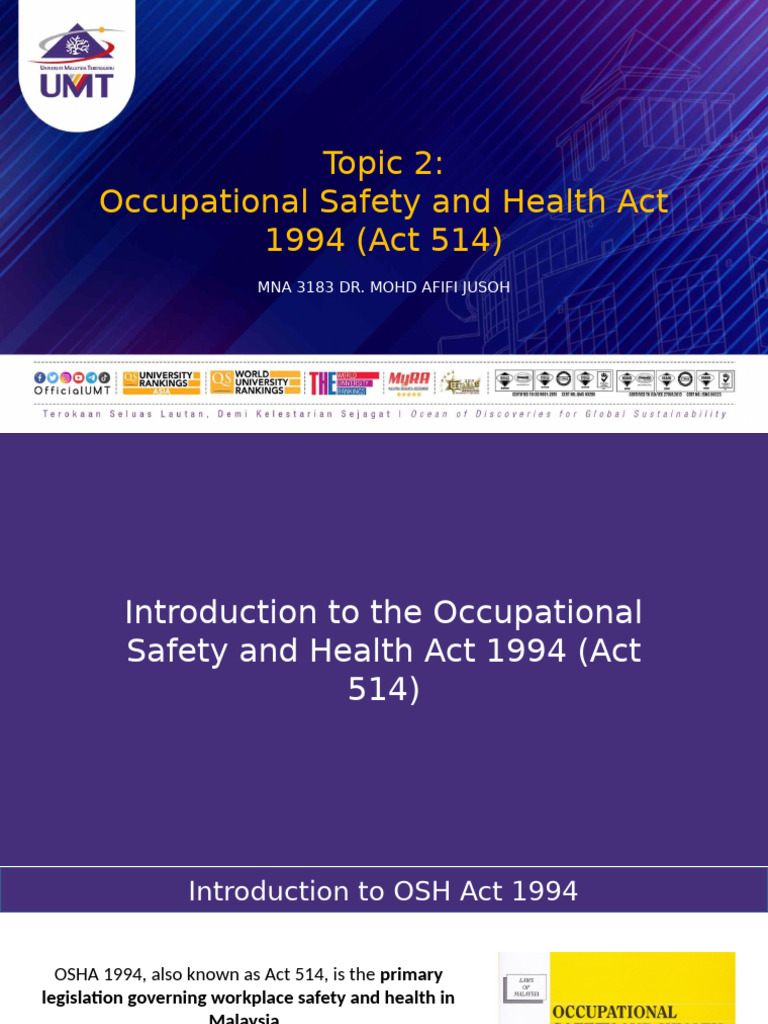 Overview of OSHA 1994 Malaysia | PDF | Occupational Safety And Health ...