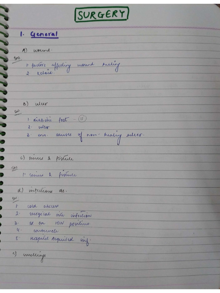 Surgery Previous Years Topics List | PDF