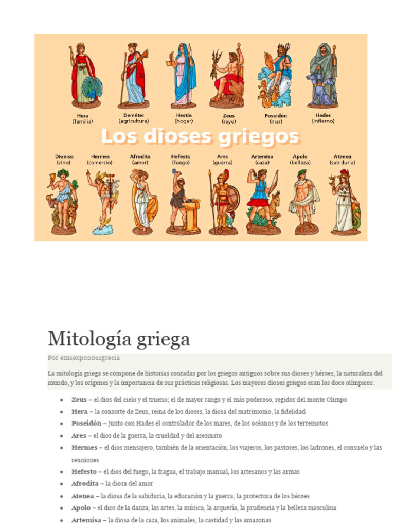 Dioses y héroes de la mitología griega | PDF