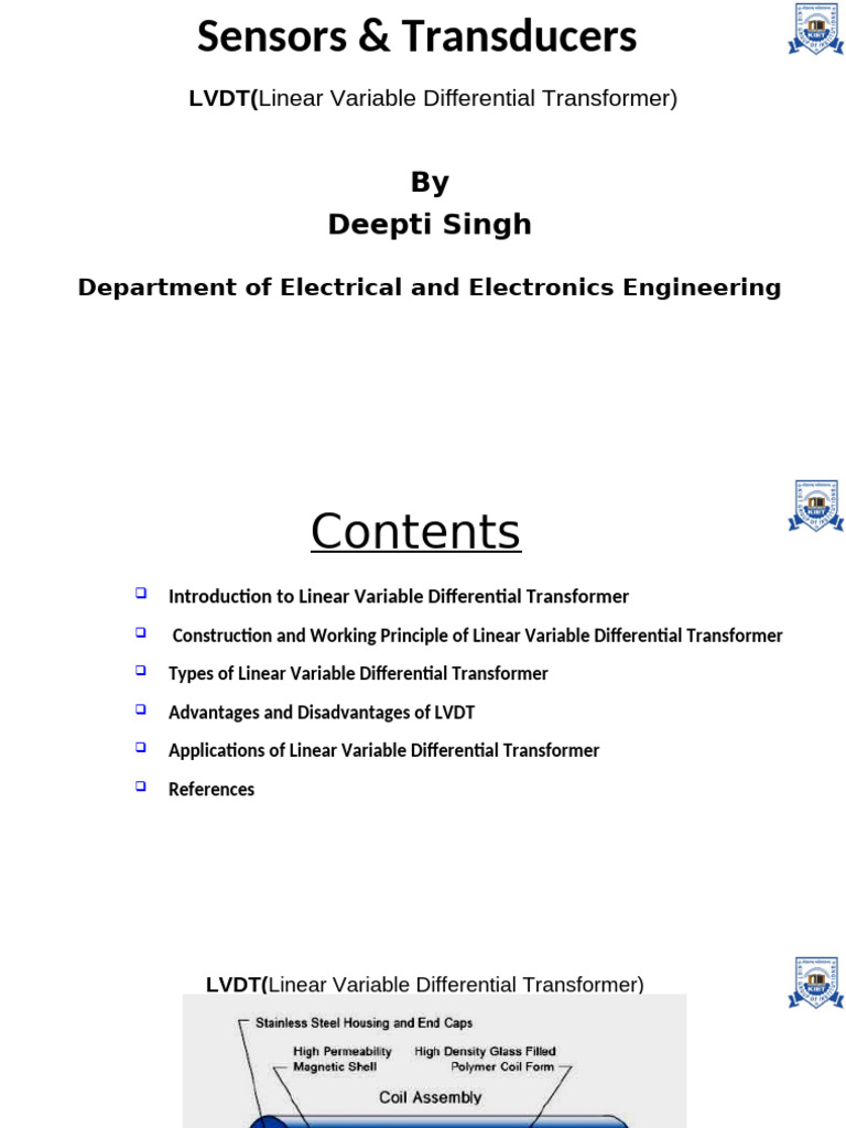 Sensors and Transducers Unit 1 - L4 Linear Variable Differential ...