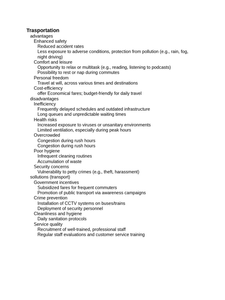 Transportation Pros and Cons Explained | PDF