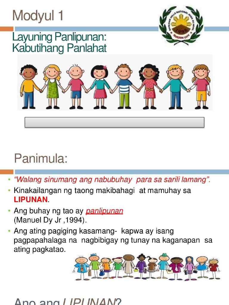 Esp 9 Modyul 1 Layunin Ng Lipunan Kabutihang Panlahat Pdf