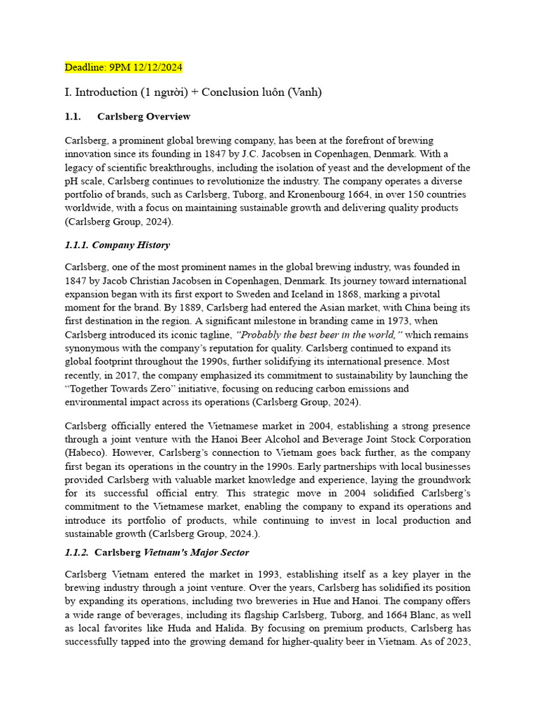 (QTCL) Mid Term - Carlsberg | PDF | Market (Economics) | Sustainability