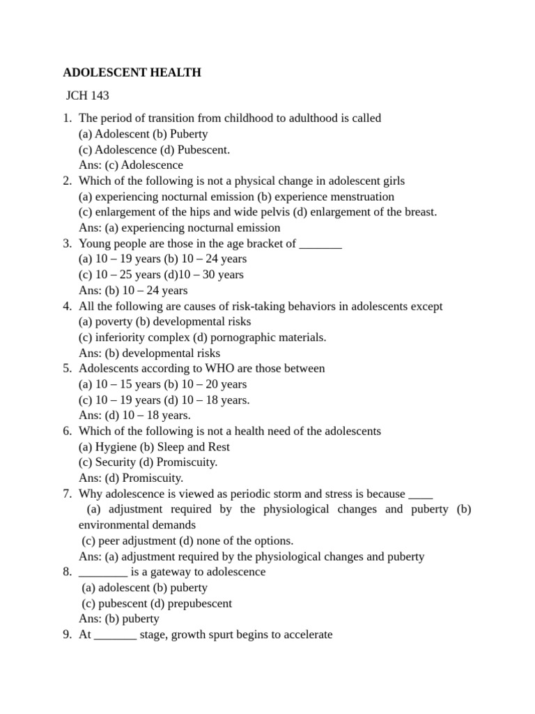 Adolescent Health and Development Insights | PDF | Substance Abuse ...