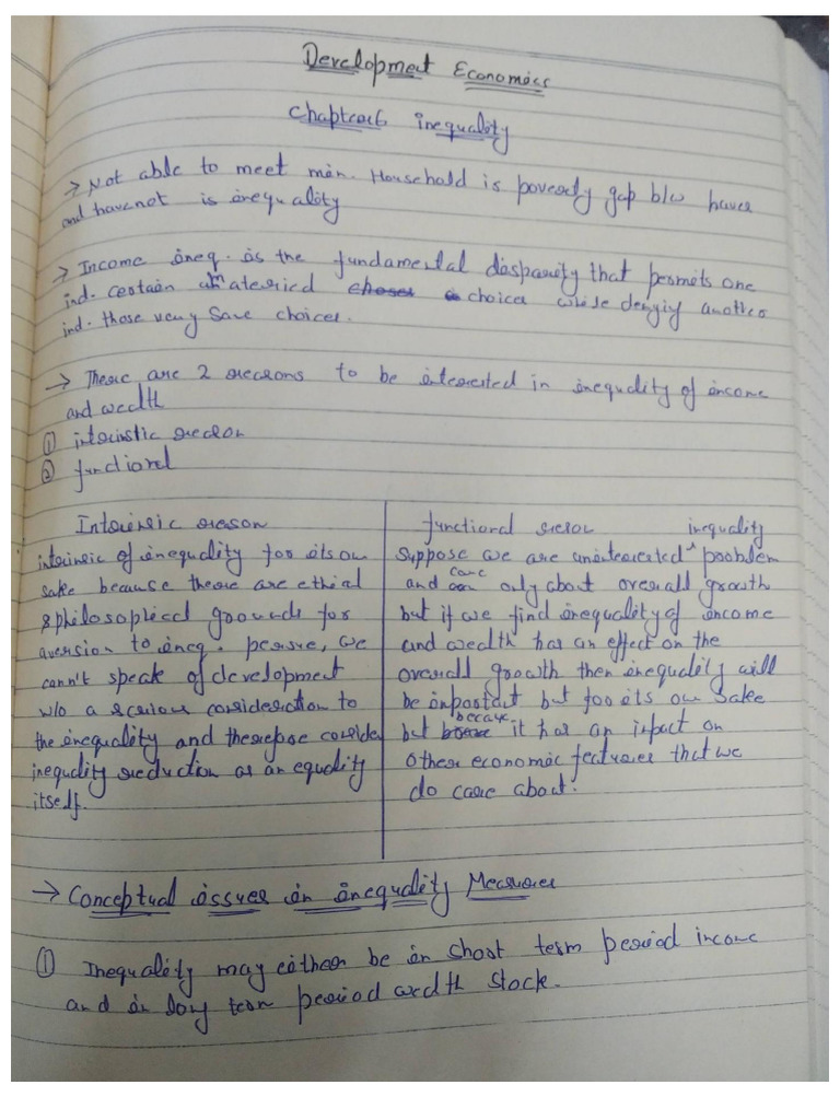 Development Economics Notes Handwritten | PDF