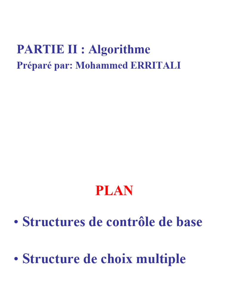 Structures de contrôle en algorithmes | PDF | Structure de contrôle ...