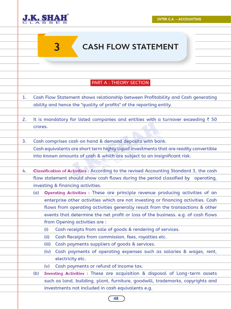Cash Flow Statement Overview for CA Inter | PDF | Cash Flow Statement ...