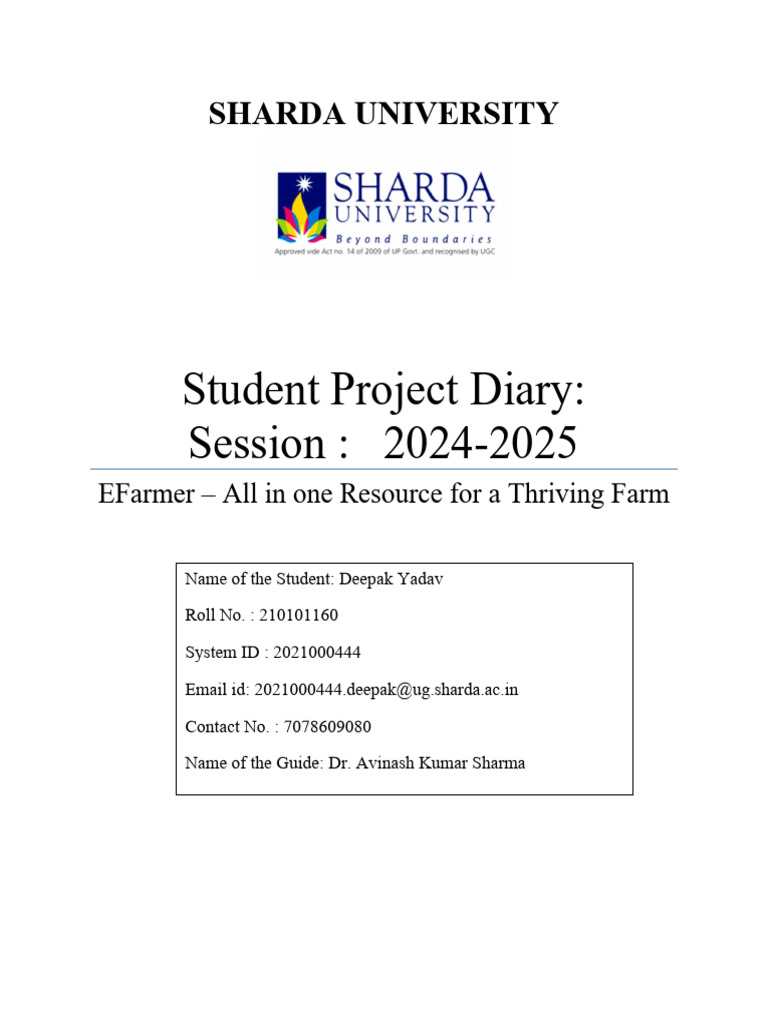 EFarmer Project Diary 2024-2025 | PDF | Computing | Information Technology