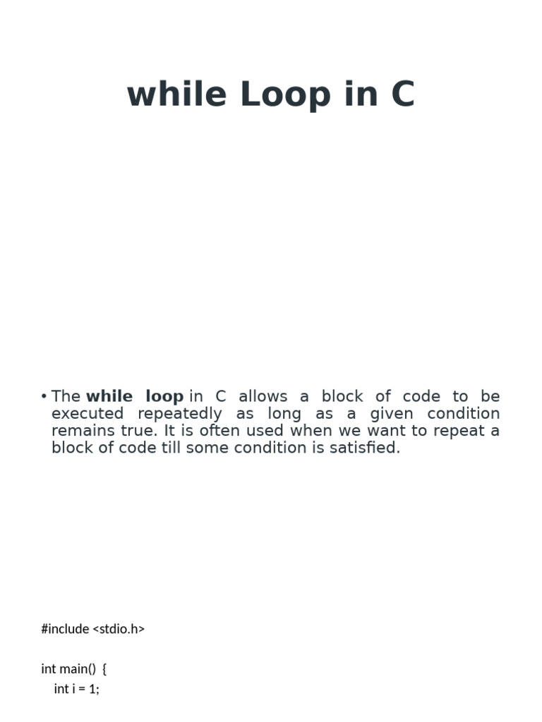 C Programming: While and Do-While Loops | PDF | Control Flow | Software ...