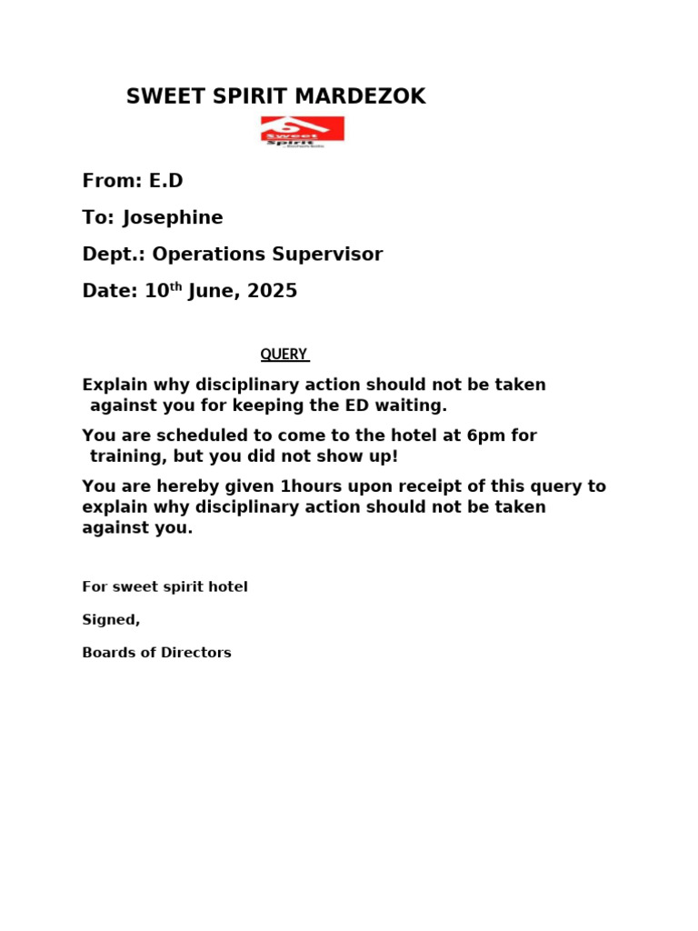 Disciplinary Action Query Response | PDF