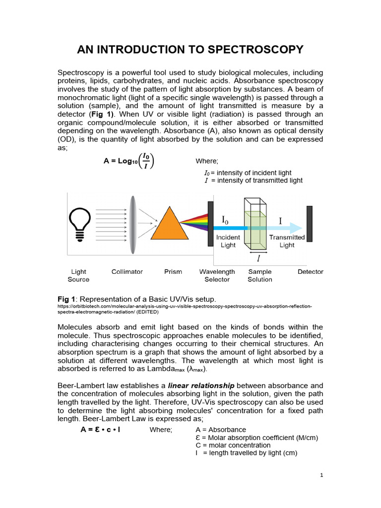 Introduction to UV-Vis Spectroscopy | PDF | Ultraviolet–Visible ...