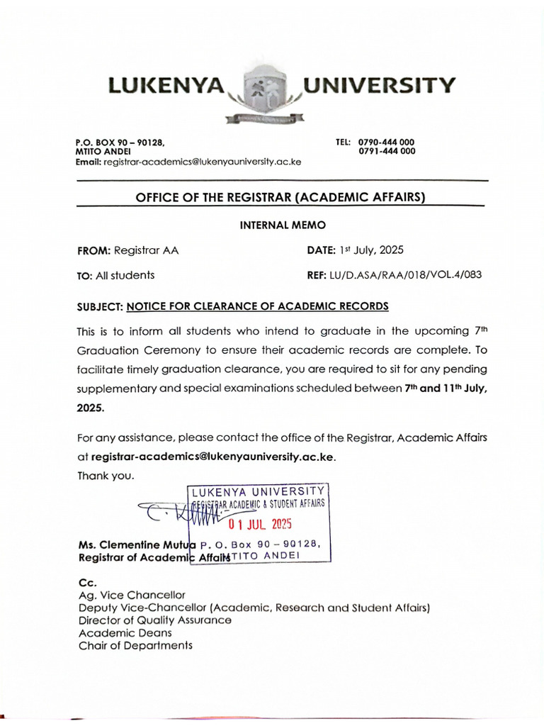 Notice For Clearance of Academic Records | PDF