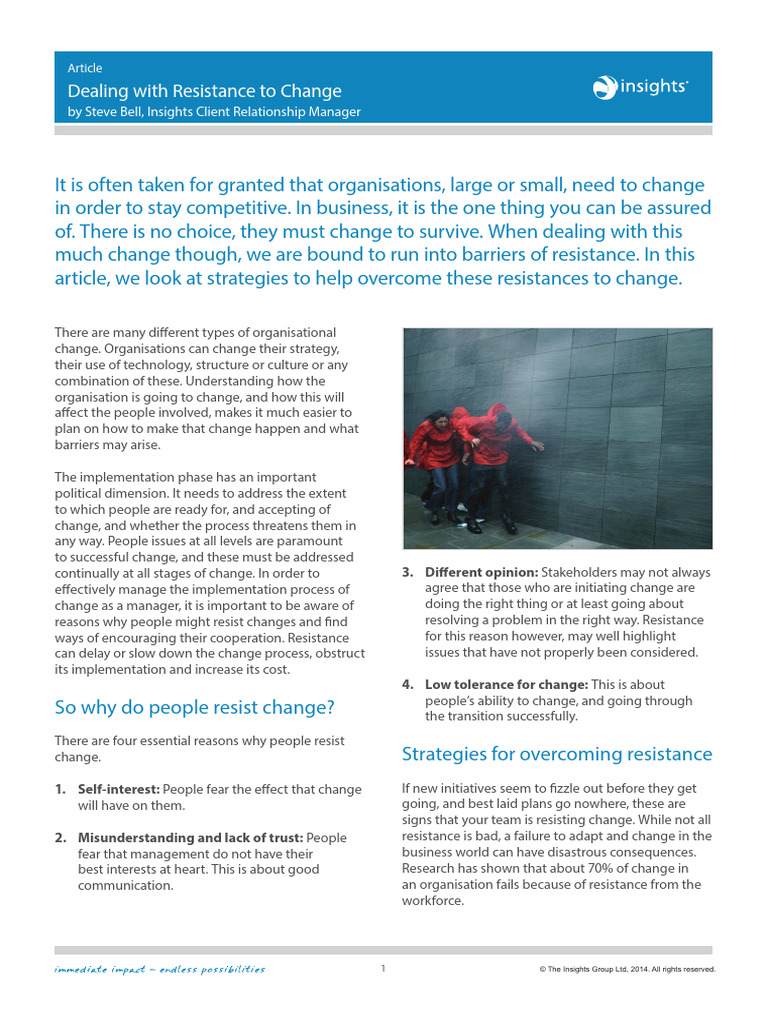 Overcoming Resistance to Change | PDF | Change Management | Psychology