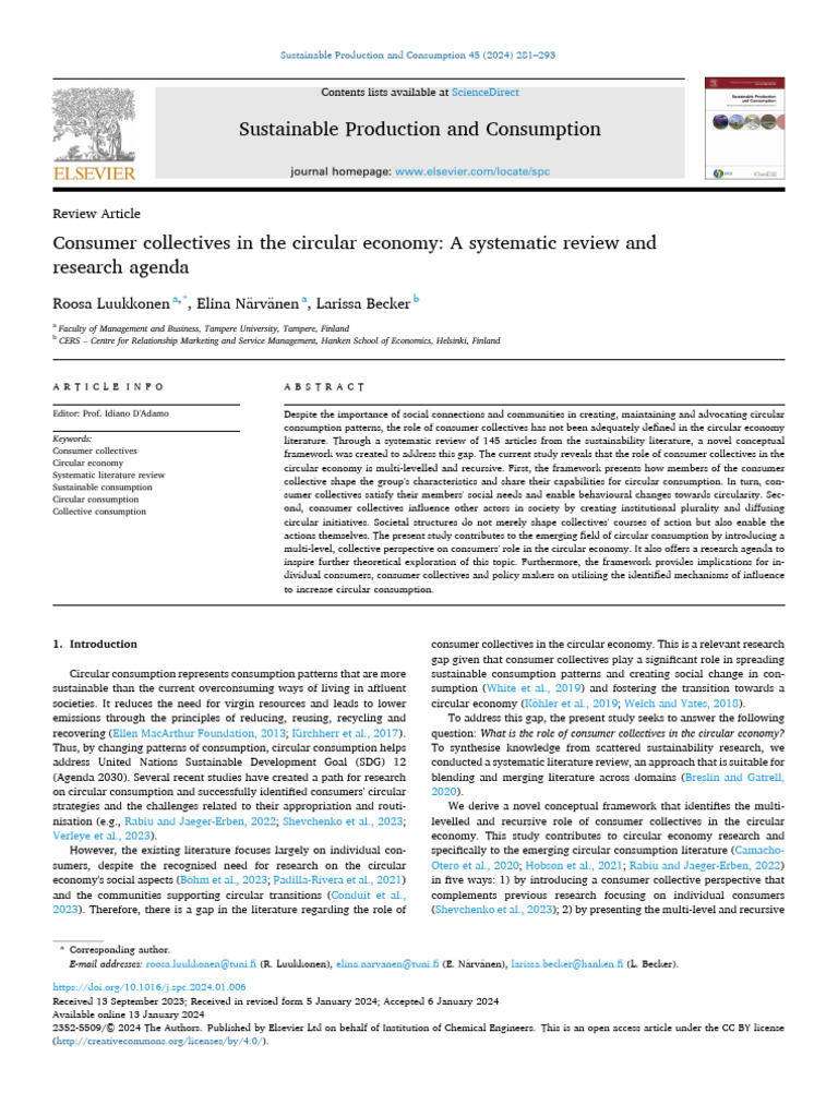 Consumer Collectives in The Circular Economy A S 2024 Sustainable ...