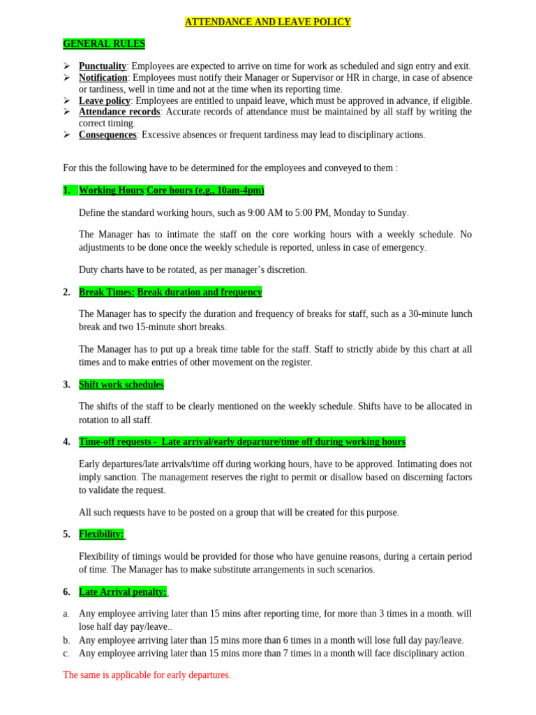 Attendance and Leave Guidelines | PDF | Working Time | Justice